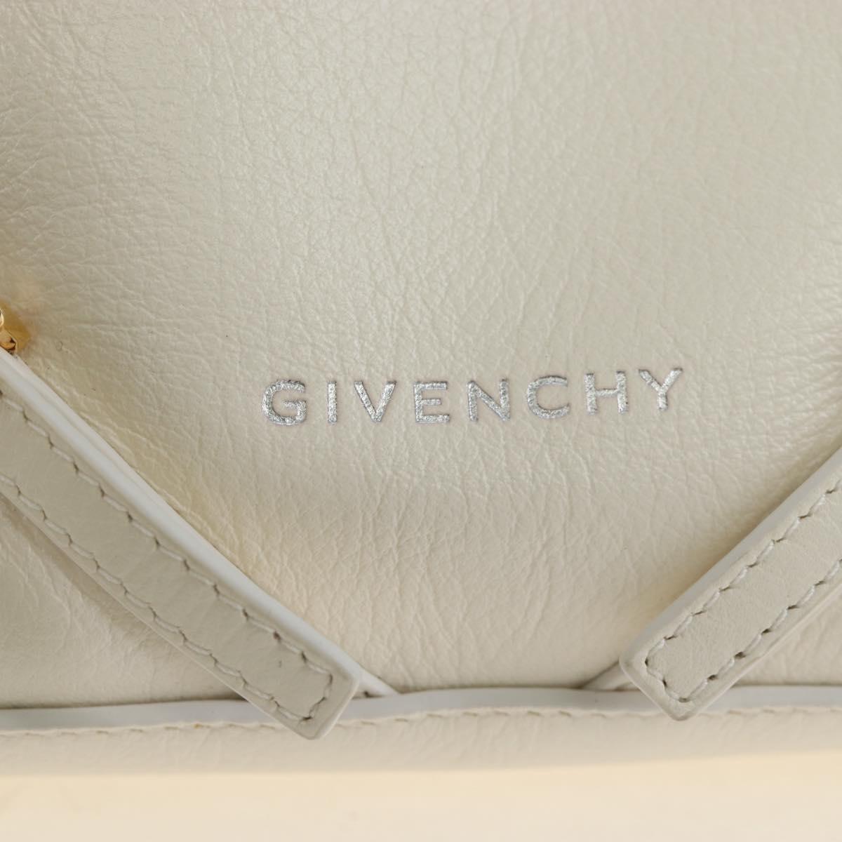 GIVENCHY Voyou Shoulder Bag Leather 2way White Silver gold Auth 192539V