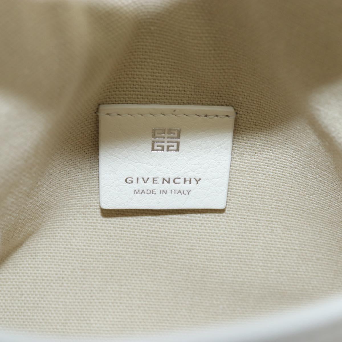 GIVENCHY Voyou Shoulder Bag Leather 2way White Silver gold Auth 192539V