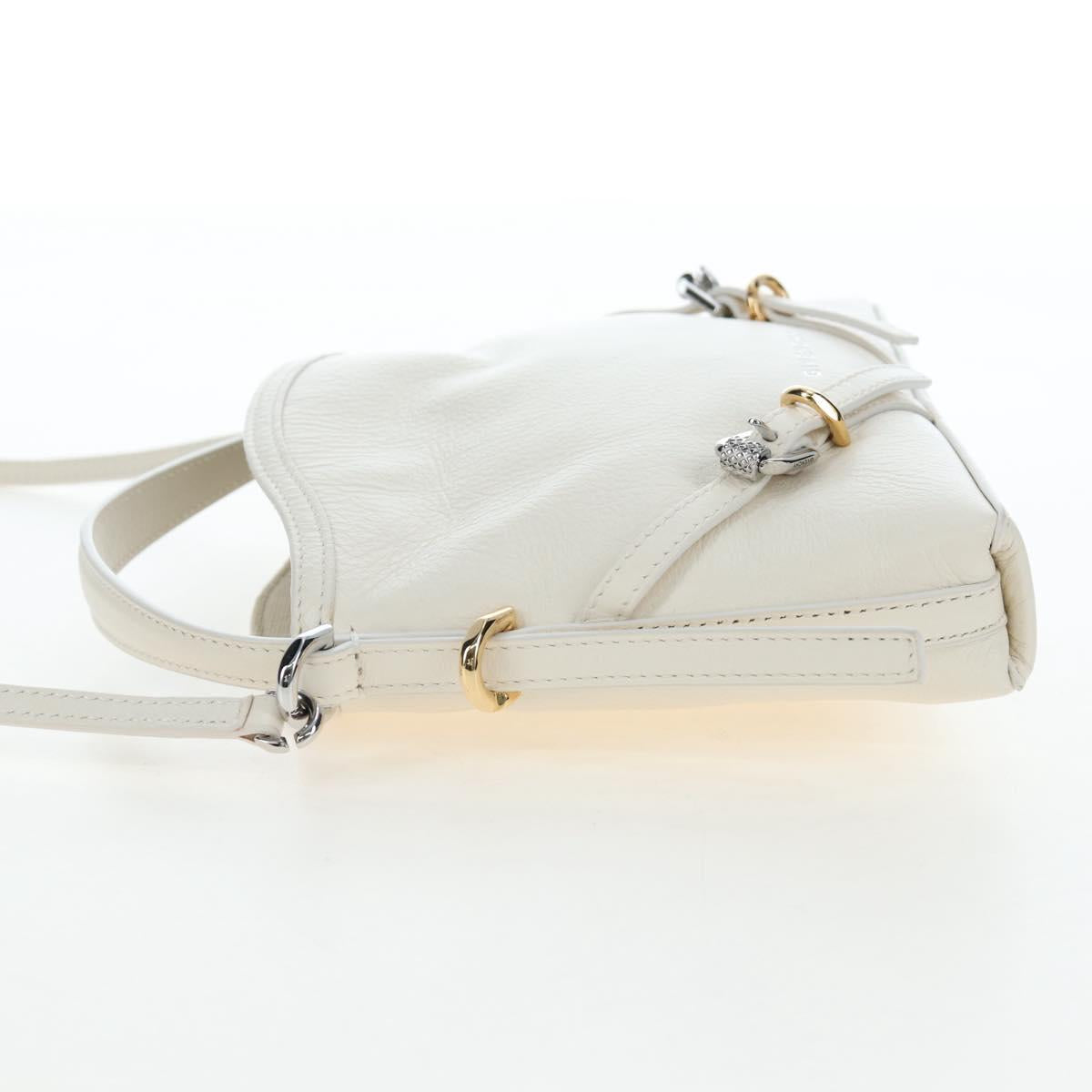 GIVENCHY Voyou Shoulder Bag Leather 2way White Silver gold Auth 192539V
