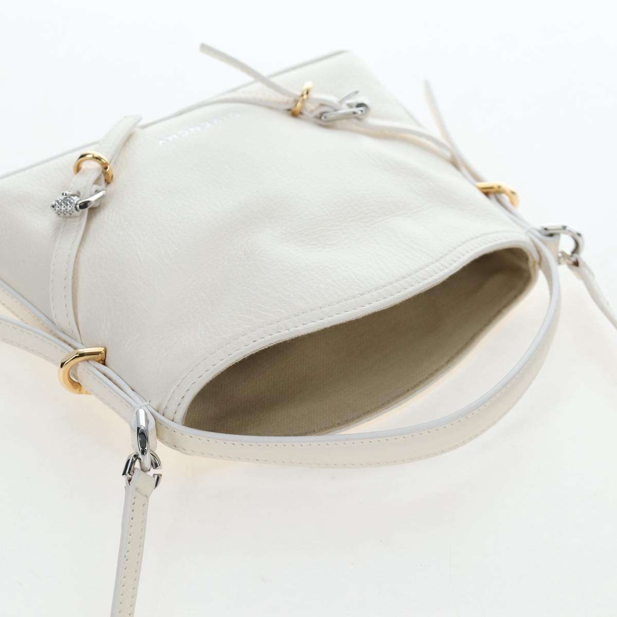 GIVENCHY Voyou Shoulder Bag Leather 2way White Silver gold Auth 192539V