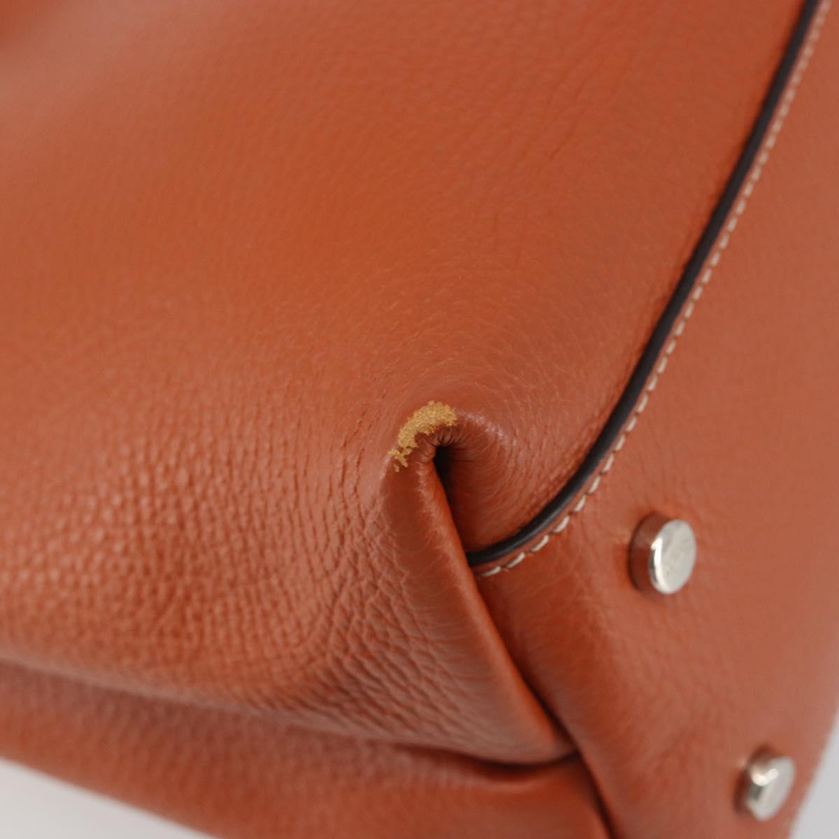 TOD'S Hand Bag Leather 2way Orange Silver Auth 192540V