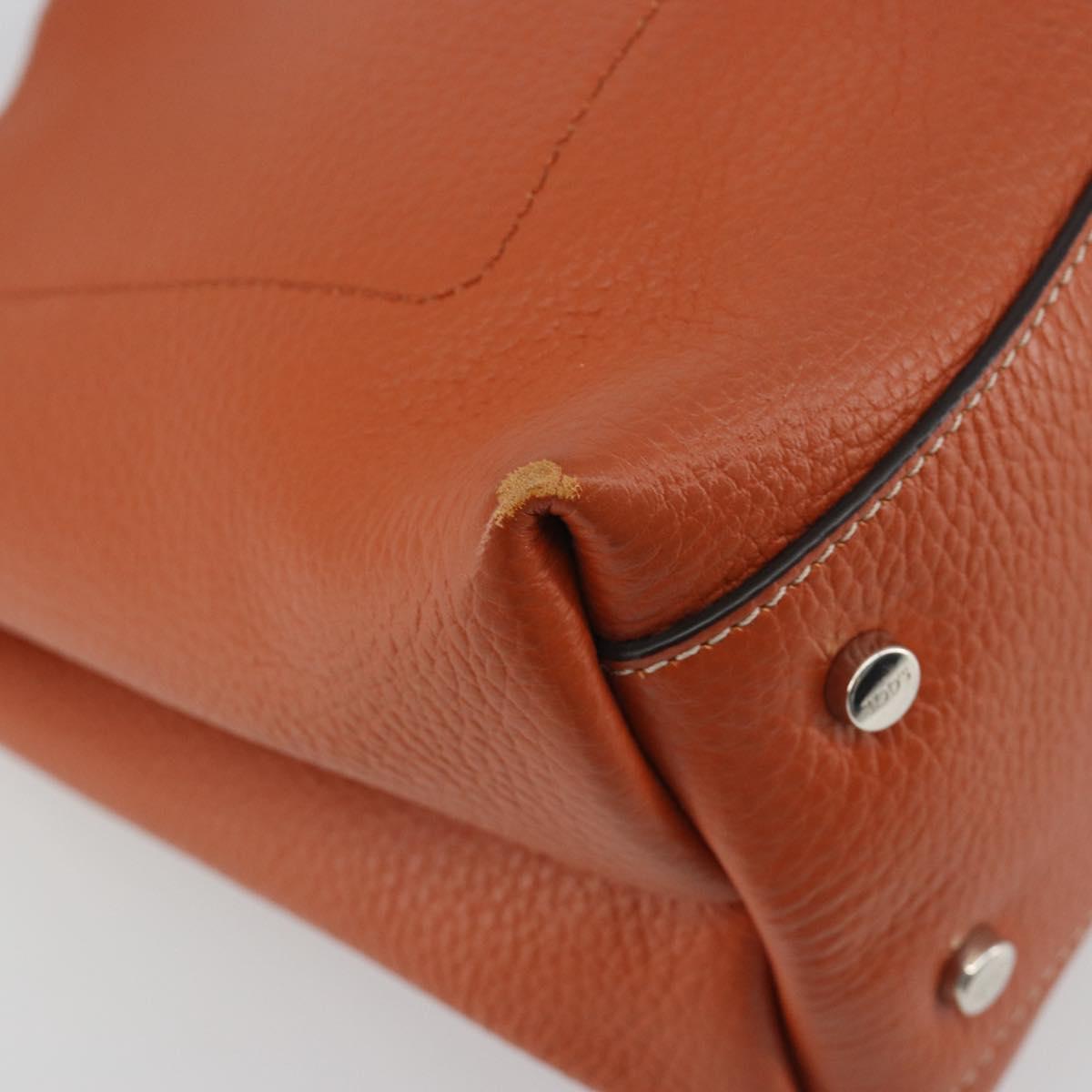 TOD'S Hand Bag Leather 2way Orange Silver Auth 192540V