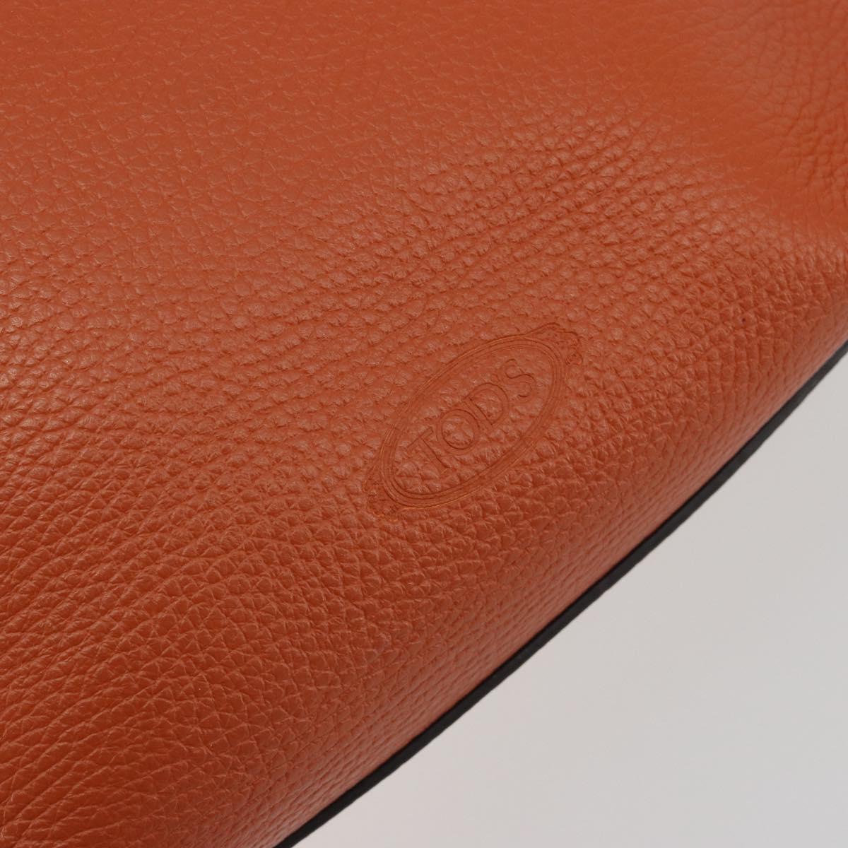 TOD'S Hand Bag Leather 2way Orange Silver Auth 192540V