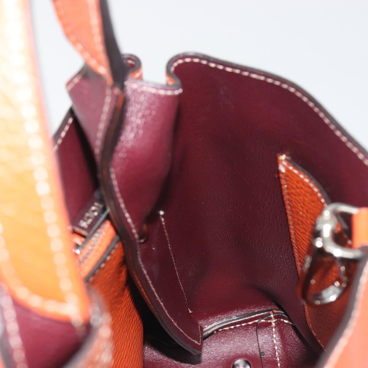 TOD'S Hand Bag Leather 2way Orange Silver Auth 192540V