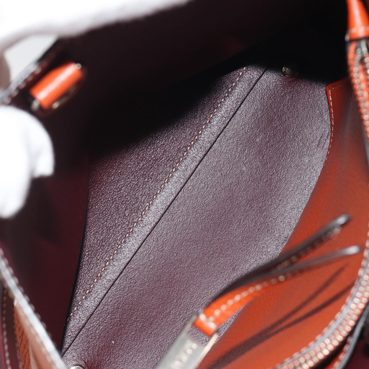 TOD'S Hand Bag Leather 2way Orange Silver Auth 192540V