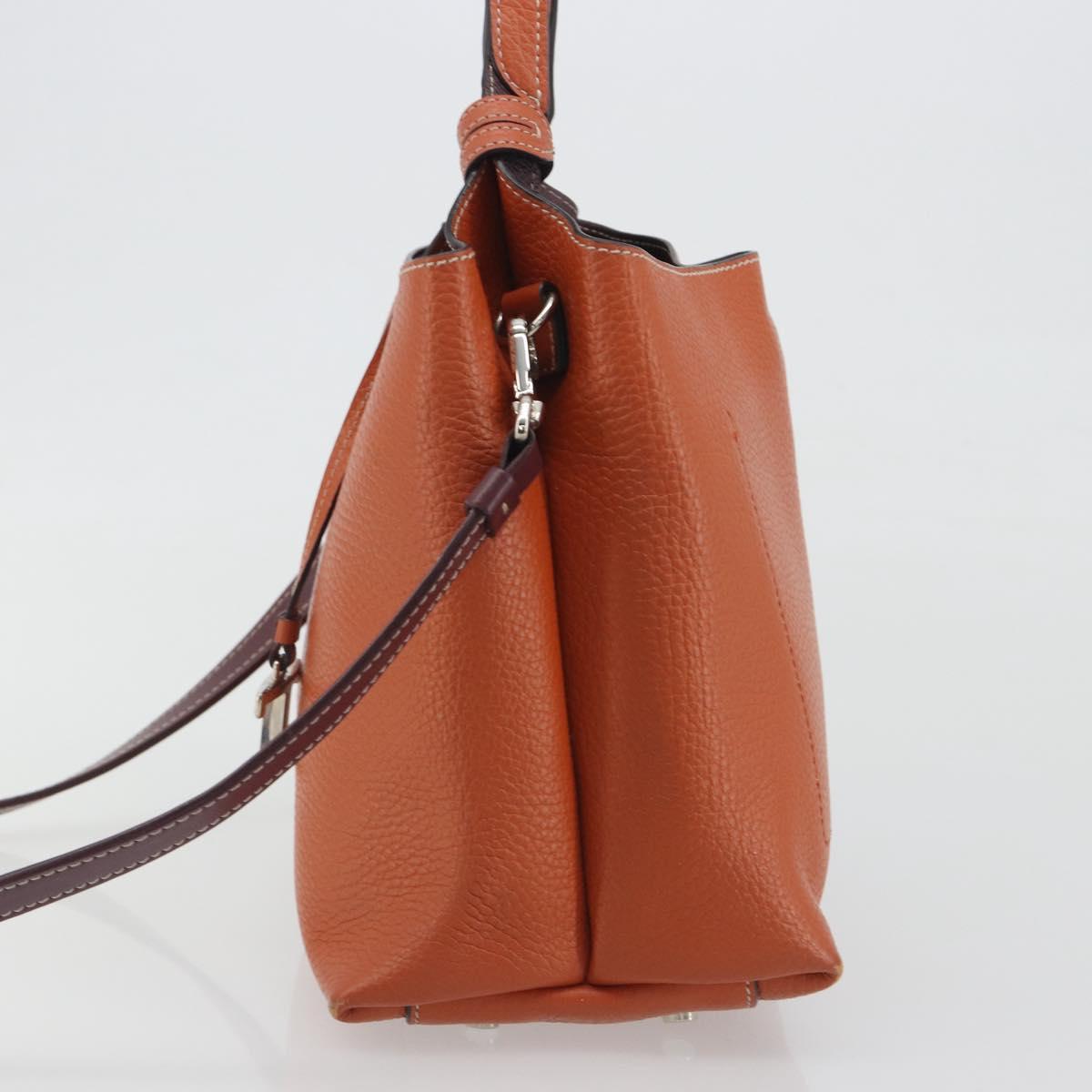 TOD'S Hand Bag Leather 2way Orange Silver Auth 192540V