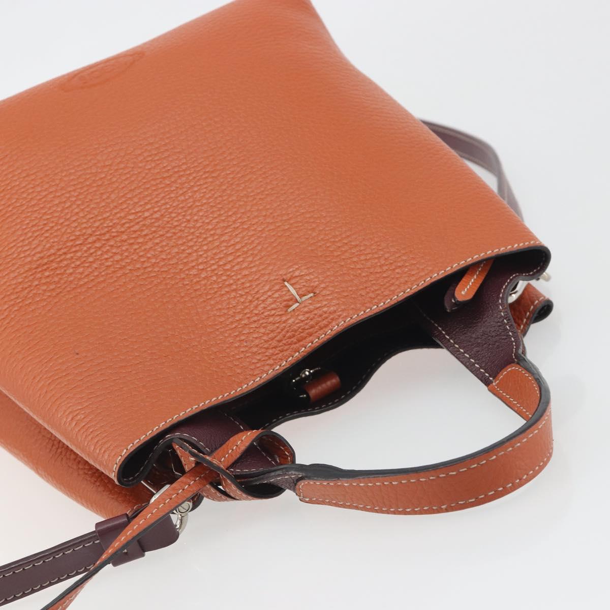 TOD'S Hand Bag Leather 2way Orange Silver Auth 192540V