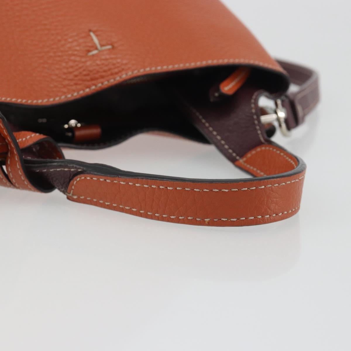TOD'S Hand Bag Leather 2way Orange Silver Auth 192540V