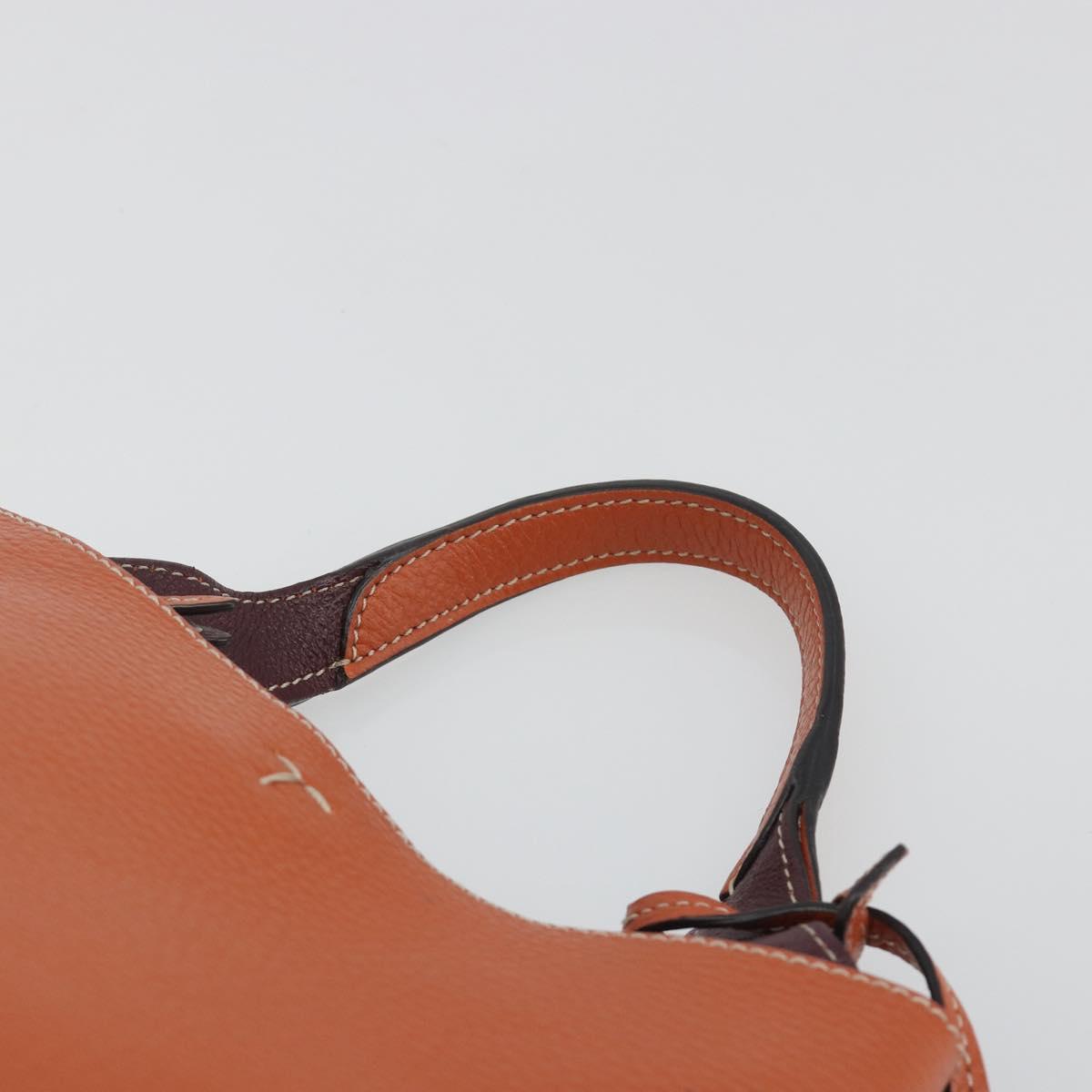 TOD'S Hand Bag Leather 2way Orange Silver Auth 192540V