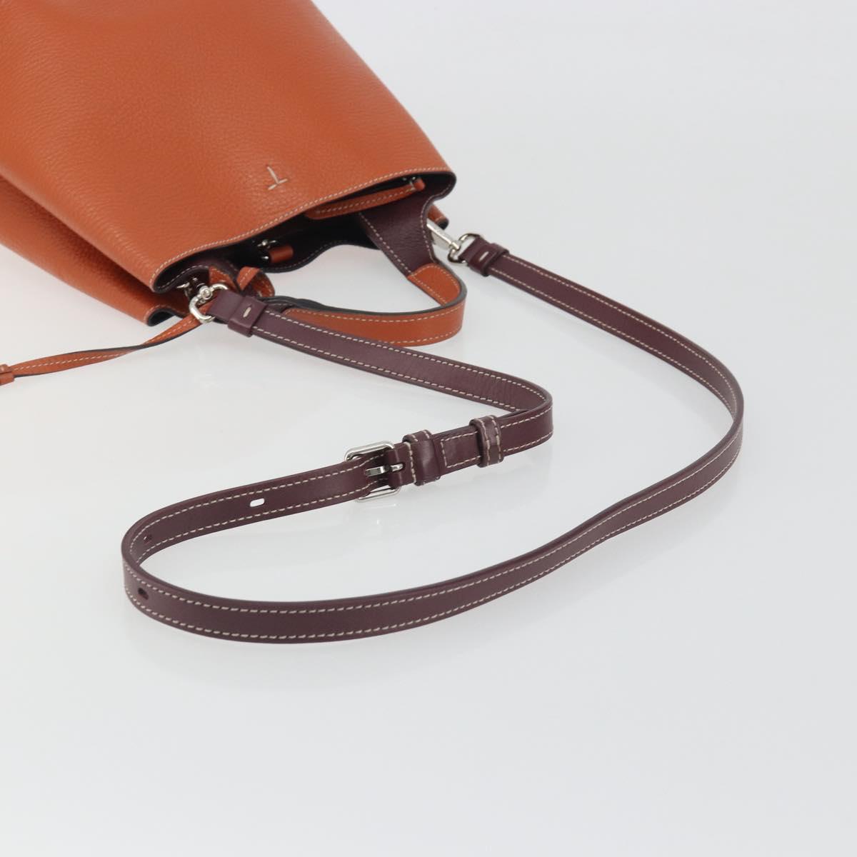 TOD'S Hand Bag Leather 2way Orange Silver Auth 192540V