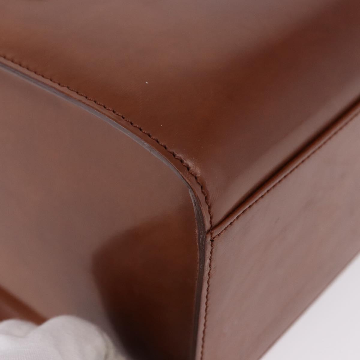 CARTIER PANTHERE Hand Bag Patent Leather Brown Silver Auth 192541
