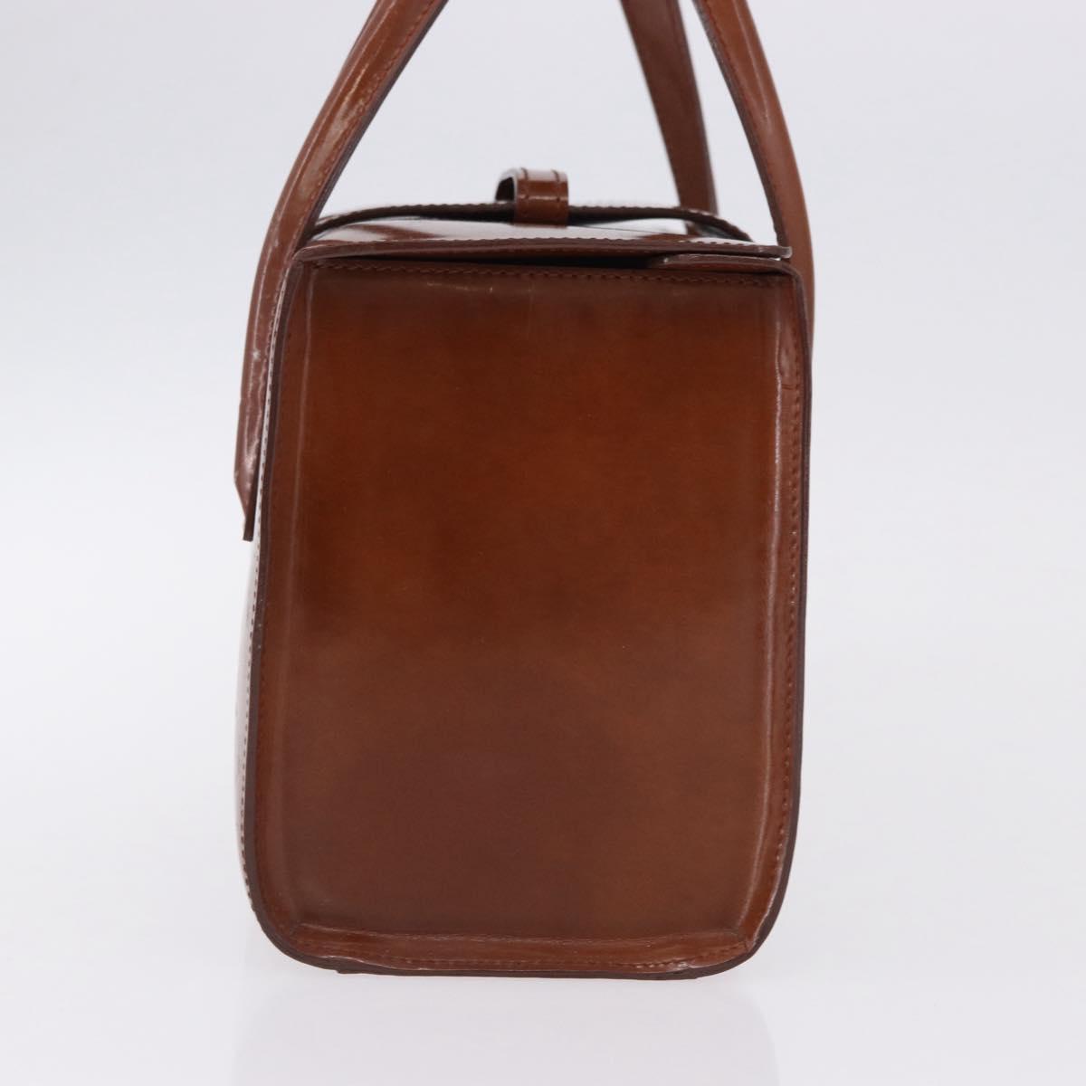CARTIER PANTHERE Hand Bag Patent Leather Brown Silver Auth 192541