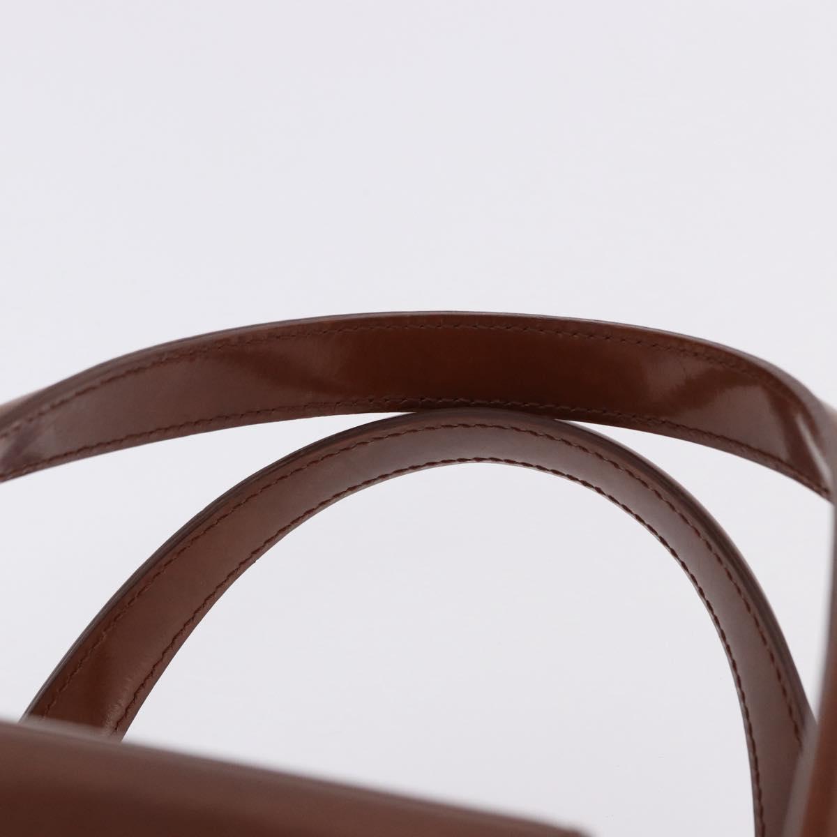 CARTIER PANTHERE Hand Bag Patent Leather Brown Silver Auth 192541