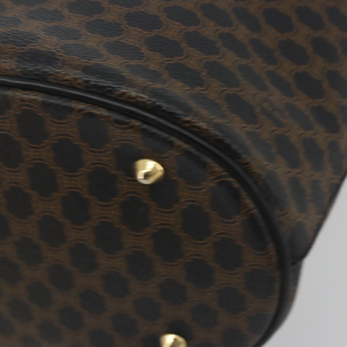 CELINE Macadam Canvas Tote Bag PVC Leather Black Gold Auth 192542A