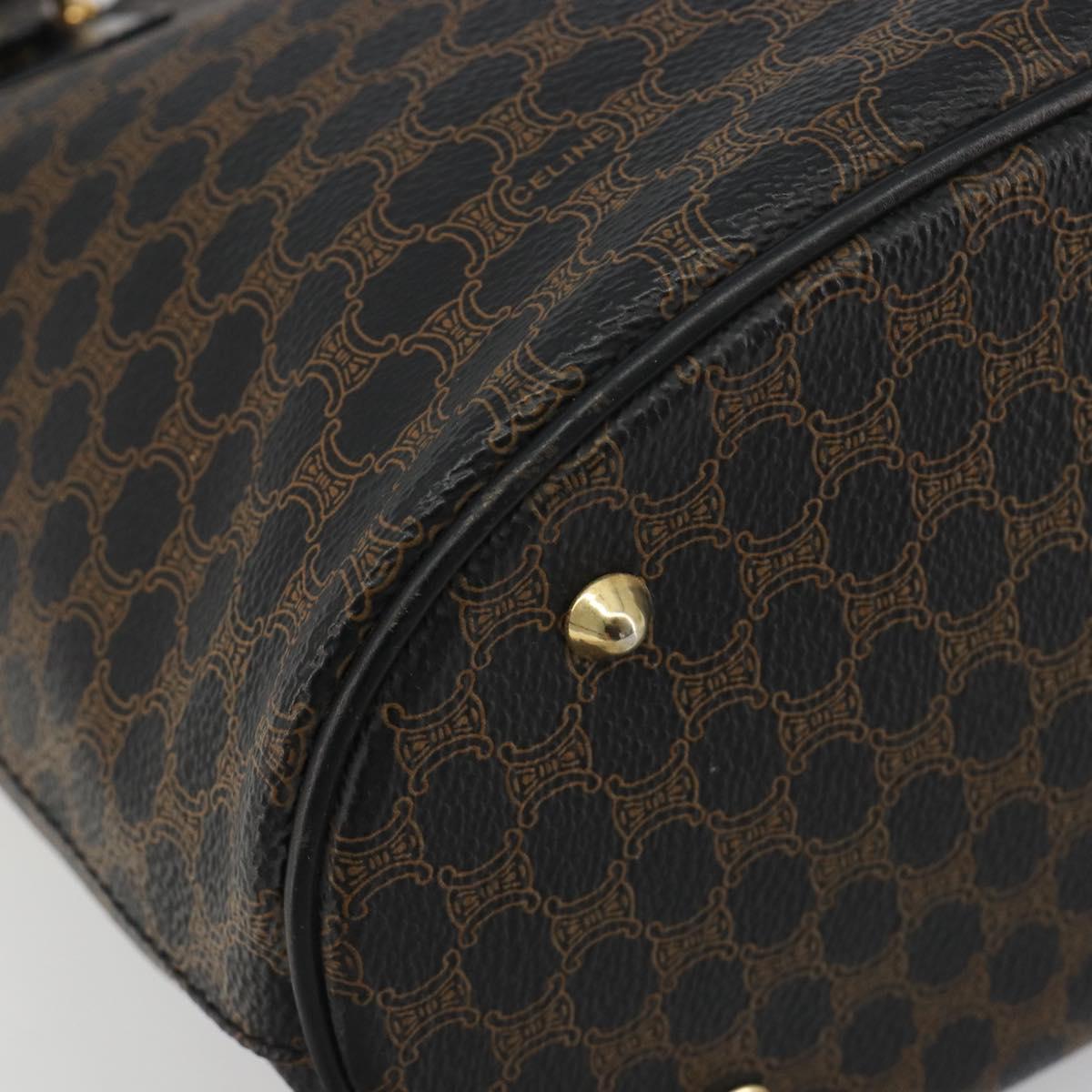 CELINE Macadam Canvas Tote Bag PVC Leather Black Gold Auth 192542A