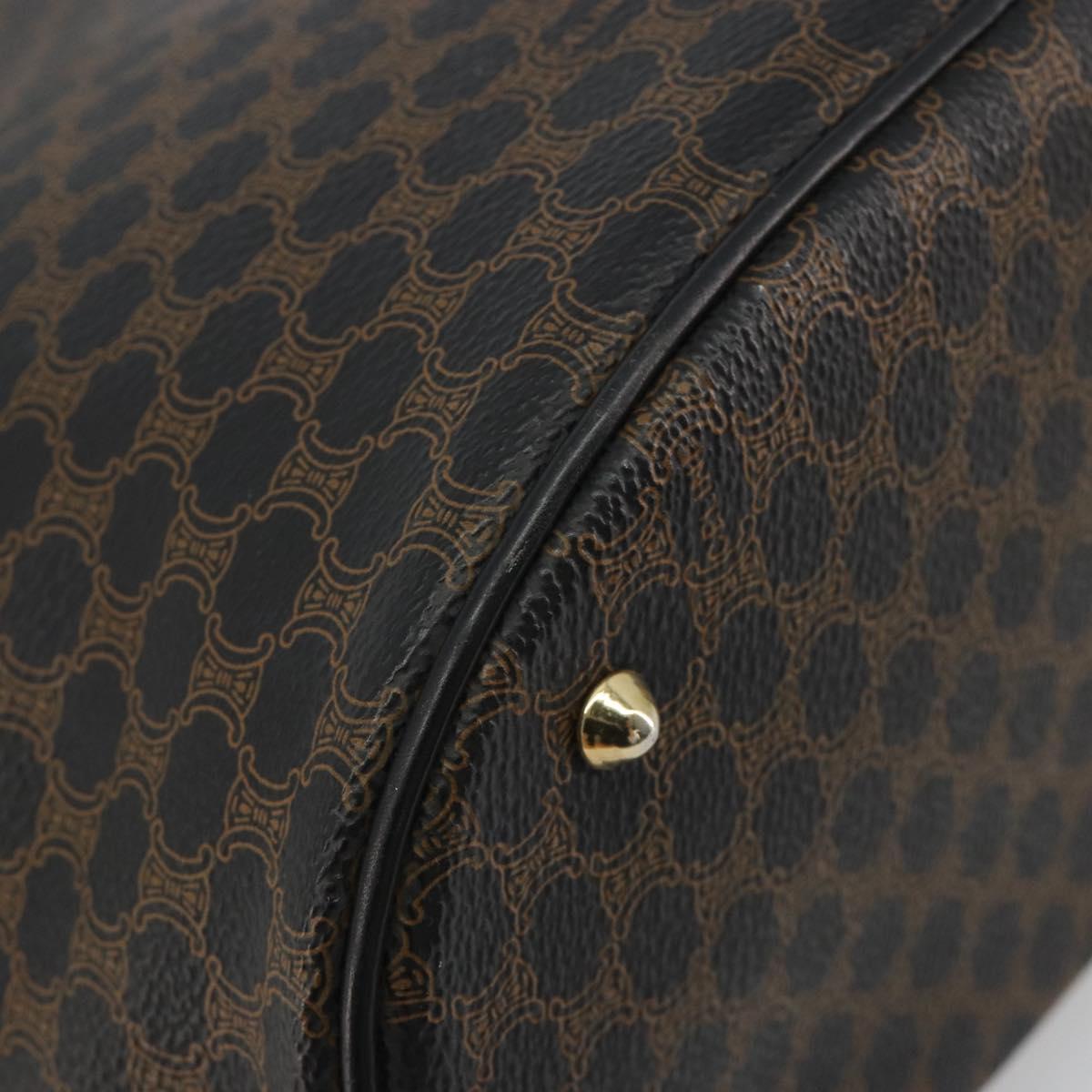 CELINE Macadam Canvas Tote Bag PVC Leather Black Gold Auth 192542A