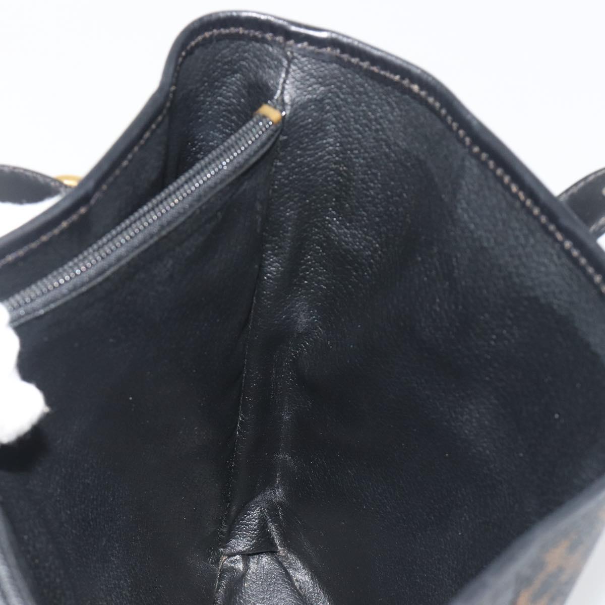 CELINE Macadam Canvas Tote Bag PVC Leather Black Gold Auth 192542A