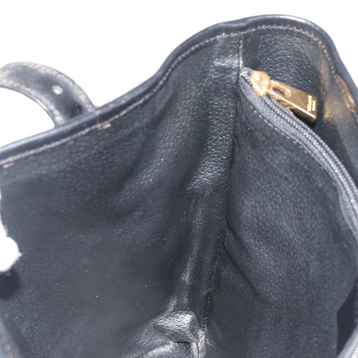 CELINE Macadam Canvas Tote Bag PVC Leather Black Gold Auth 192542A