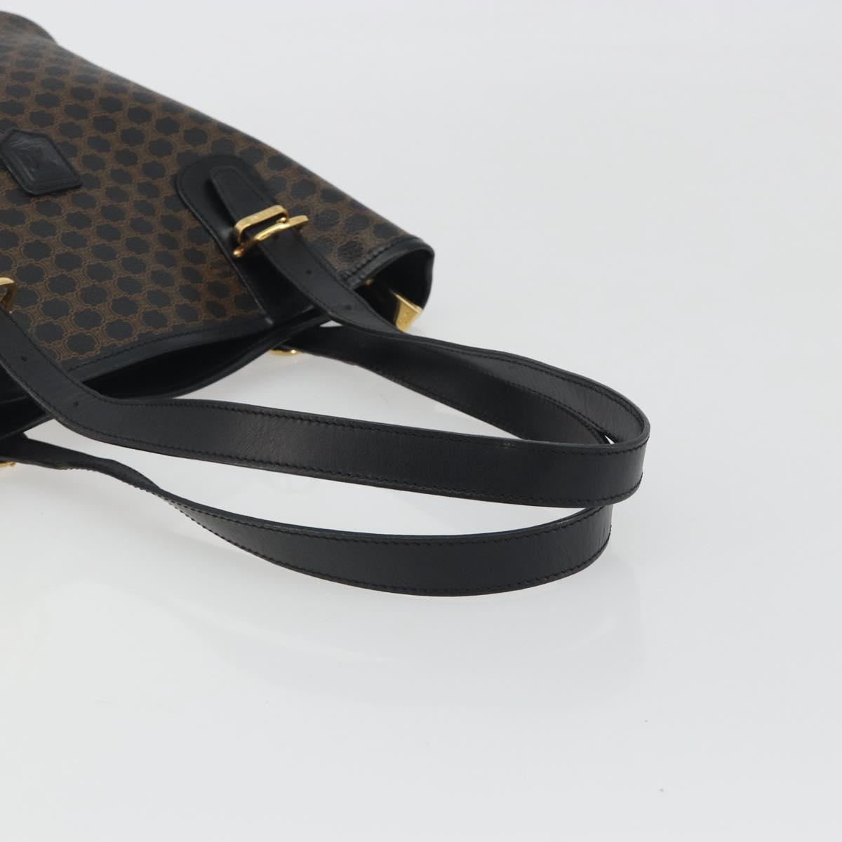 CELINE Macadam Canvas Tote Bag PVC Leather Black Gold Auth 192542A