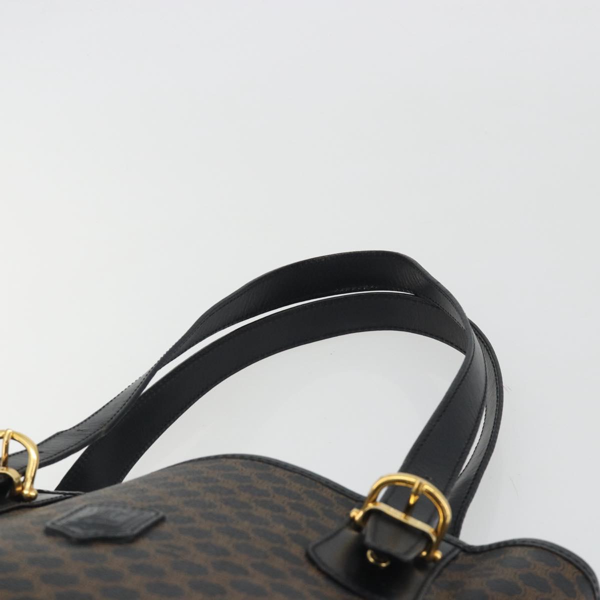 CELINE Macadam Canvas Tote Bag PVC Leather Black Gold Auth 192542A