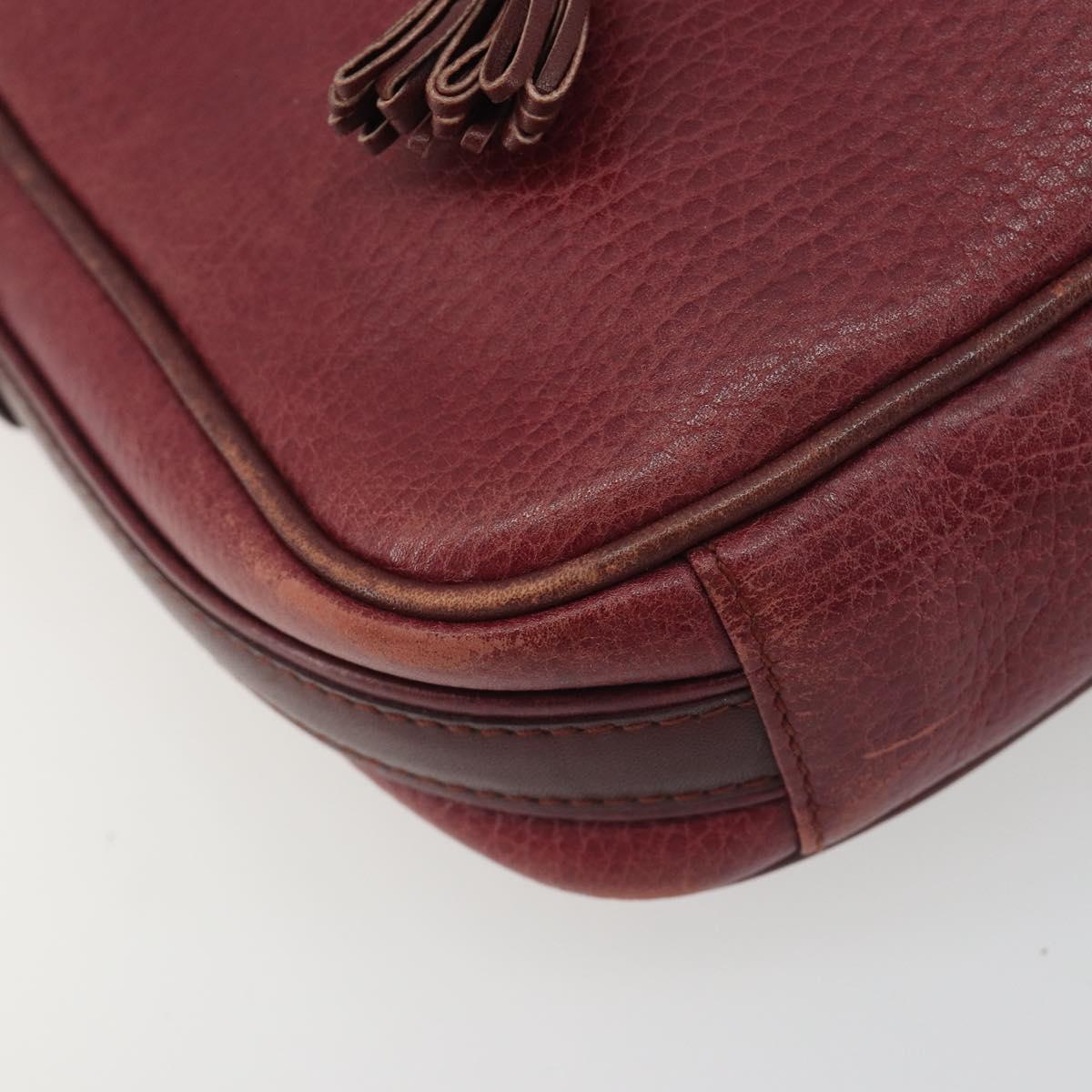 LOEWE Anagram Shoulder Bag Leather Bordeaux Gold Auth 192544