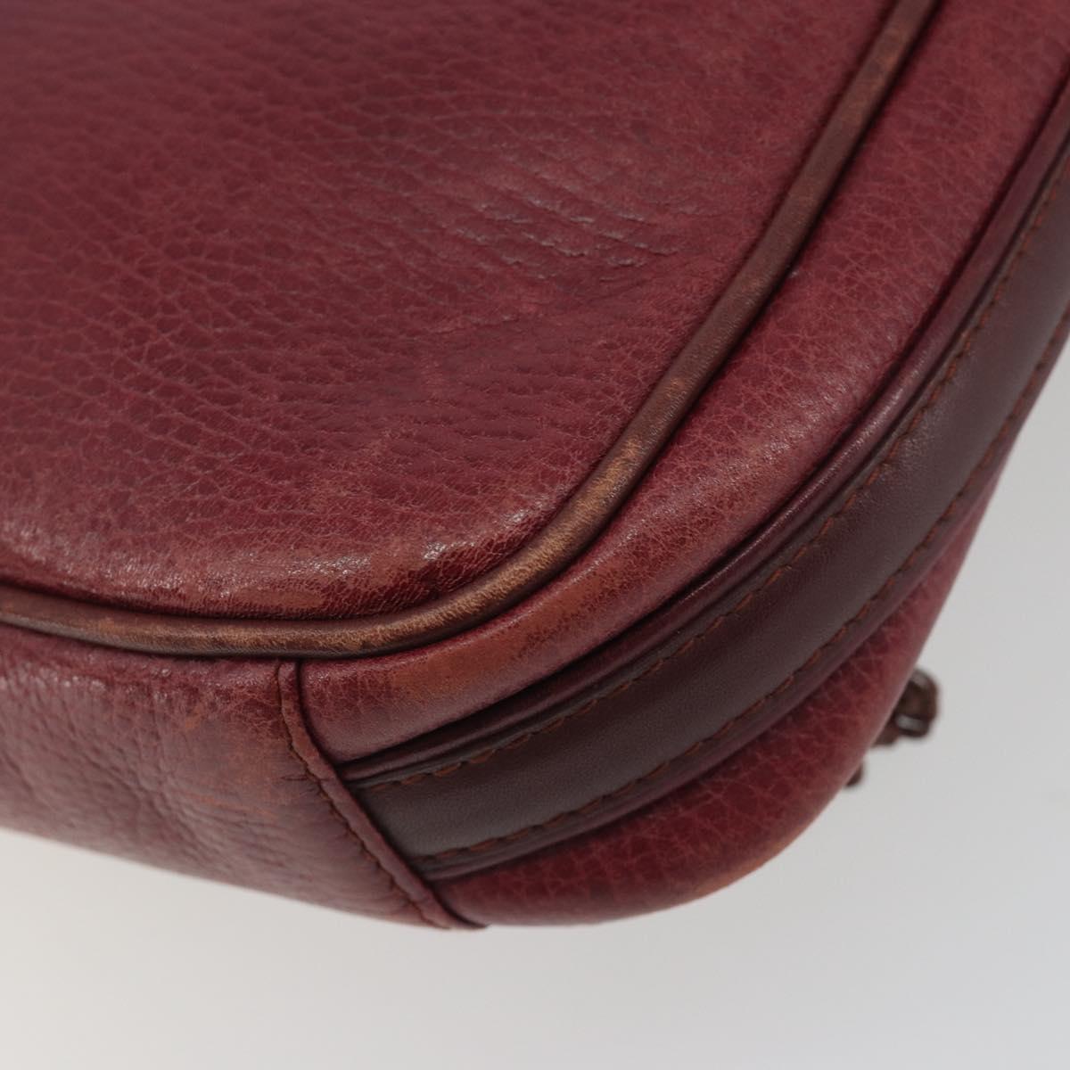 LOEWE Anagram Shoulder Bag Leather Bordeaux Gold Auth 192544