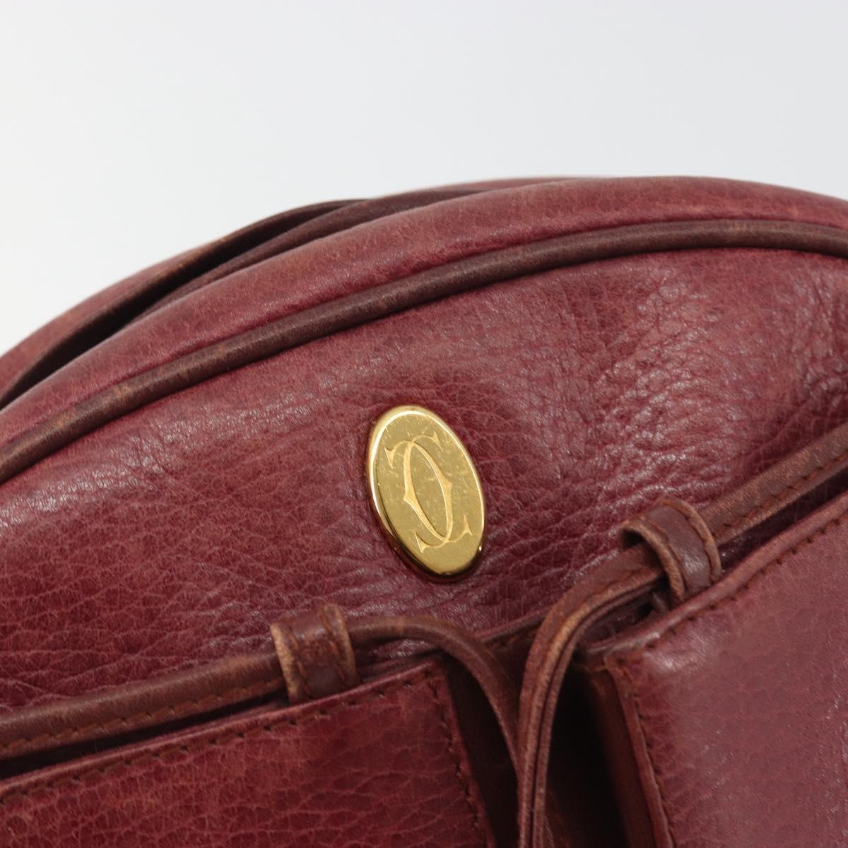LOEWE Anagram Shoulder Bag Leather Bordeaux Gold Auth 192544