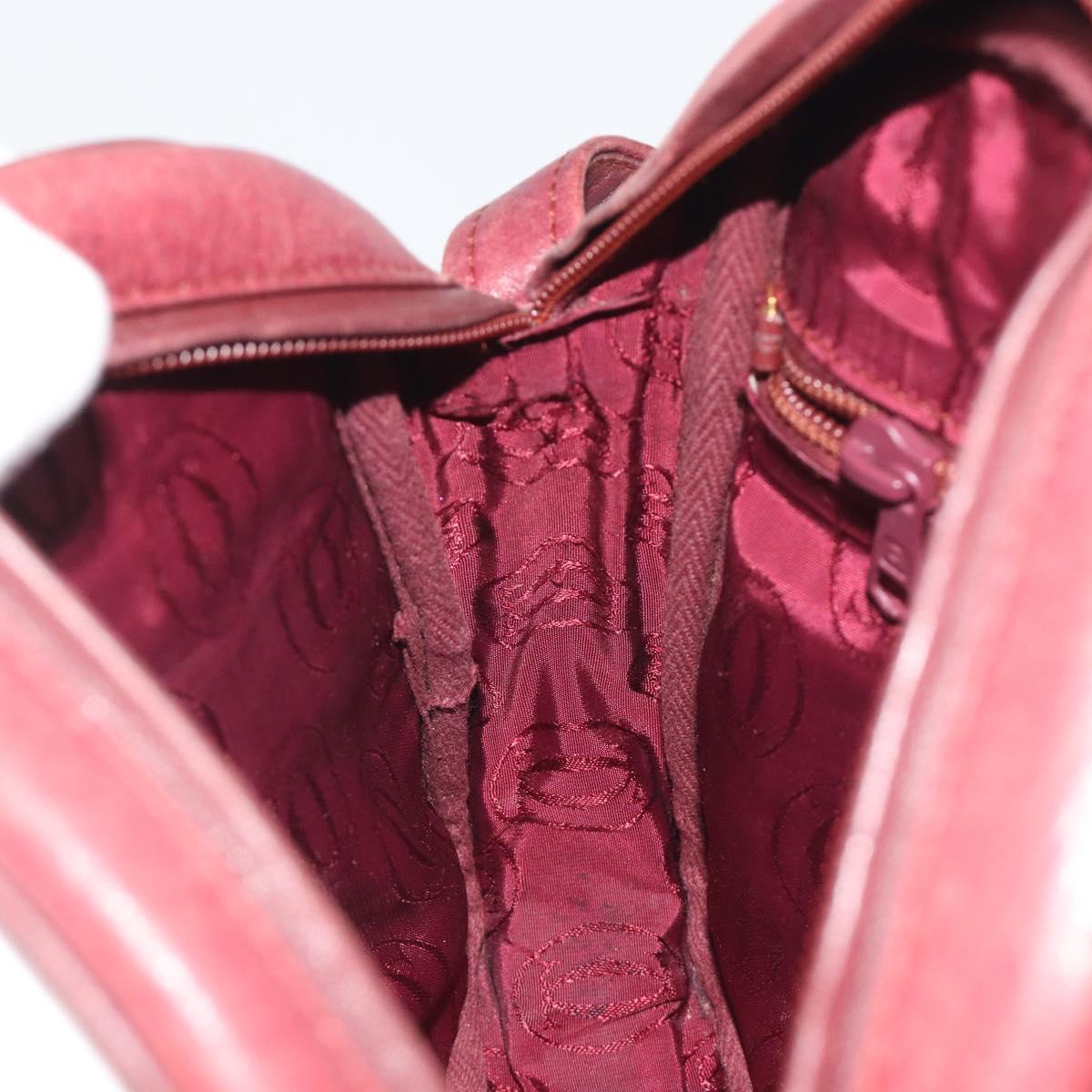 LOEWE Anagram Shoulder Bag Leather Bordeaux Gold Auth 192544