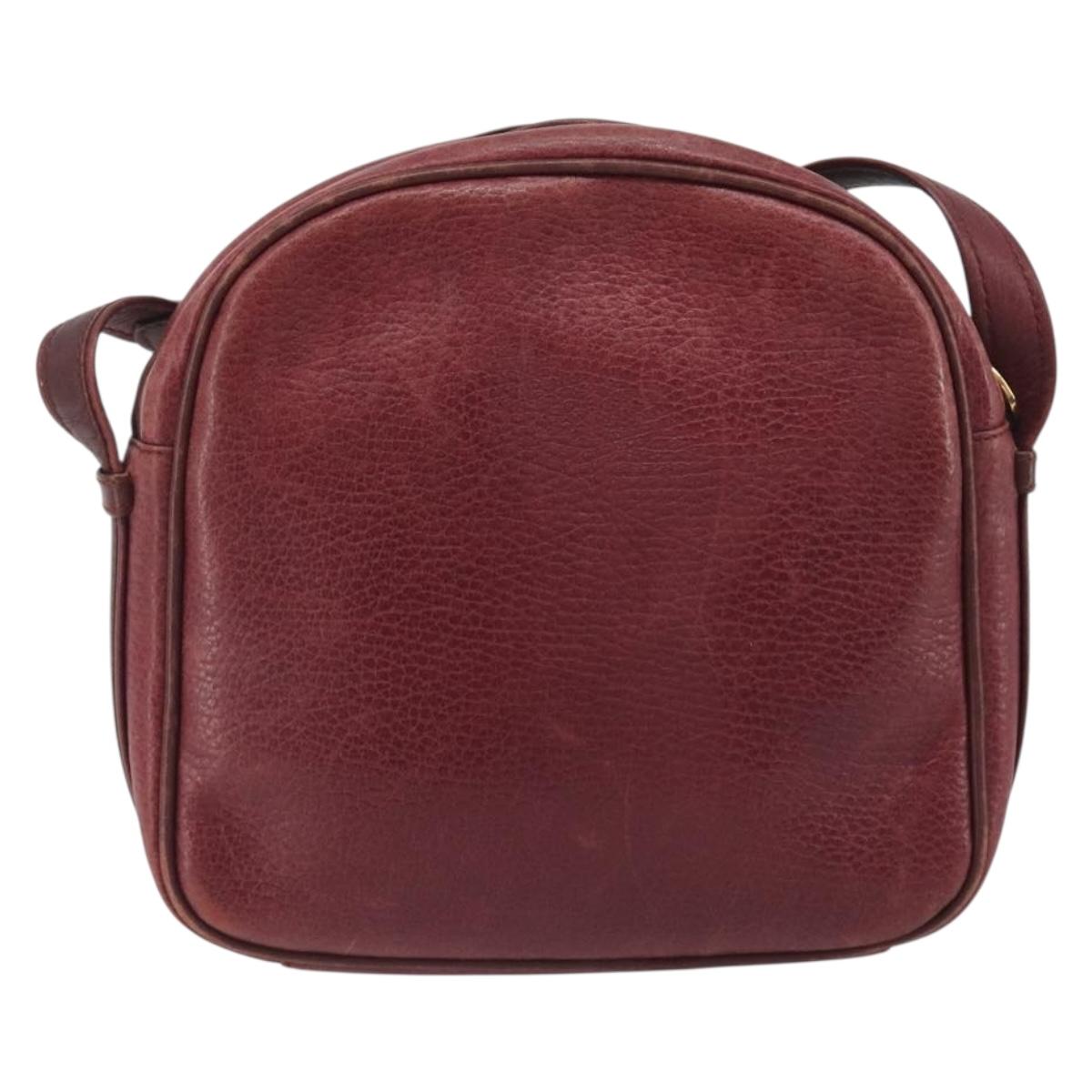 LOEWE Anagram Shoulder Bag Leather Bordeaux Gold Auth 192544