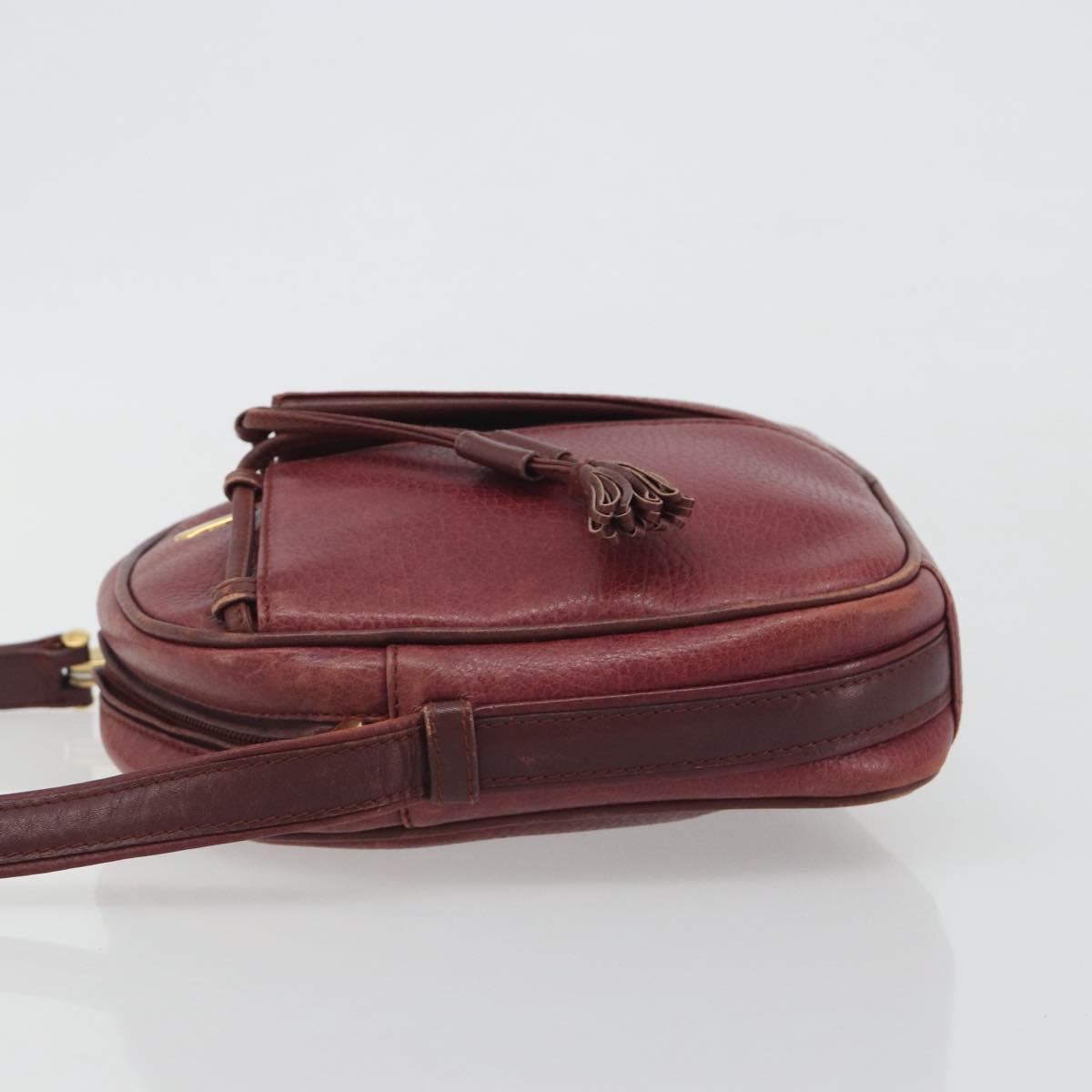 LOEWE Anagram Shoulder Bag Leather Bordeaux Gold Auth 192544