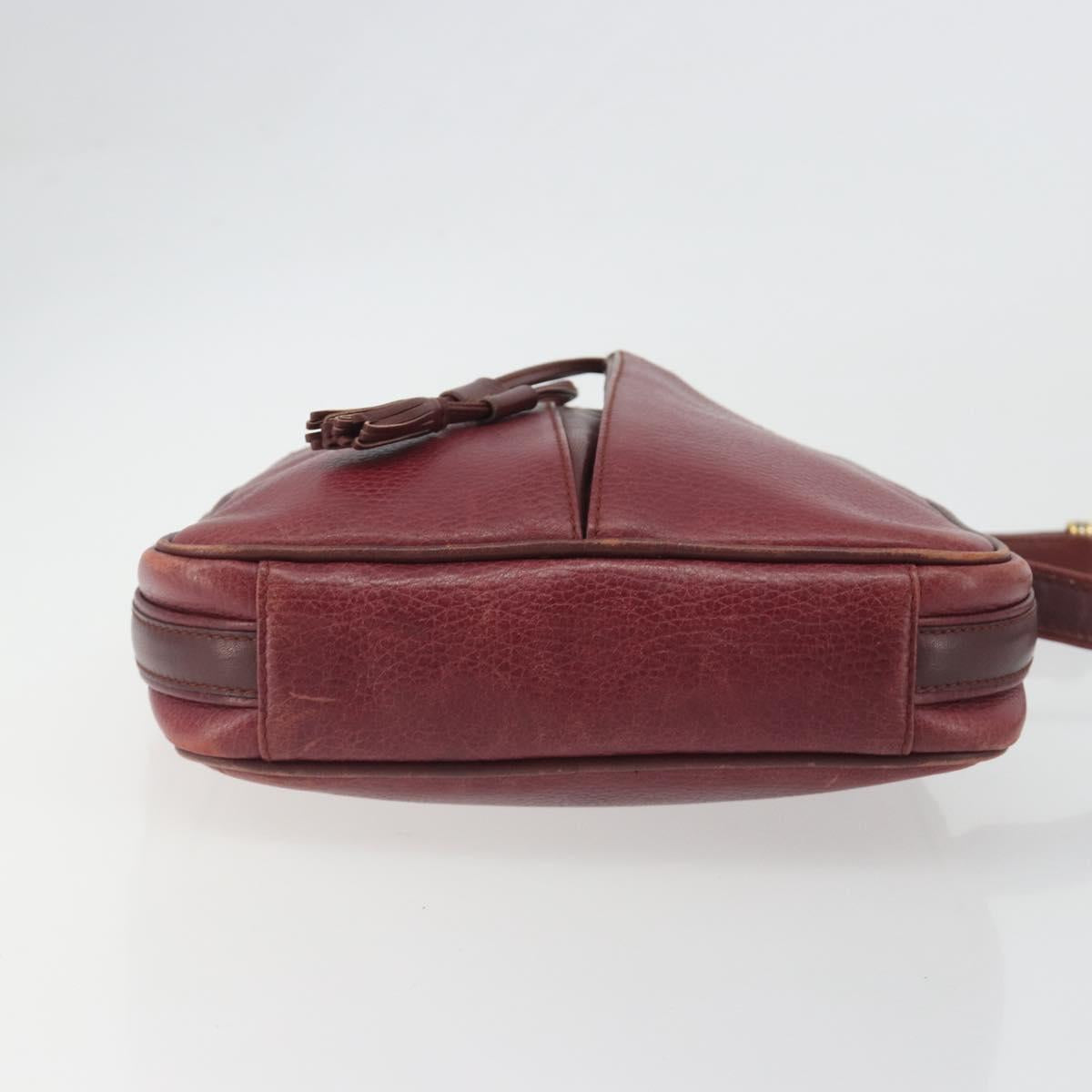 LOEWE Anagram Shoulder Bag Leather Bordeaux Gold Auth 192544