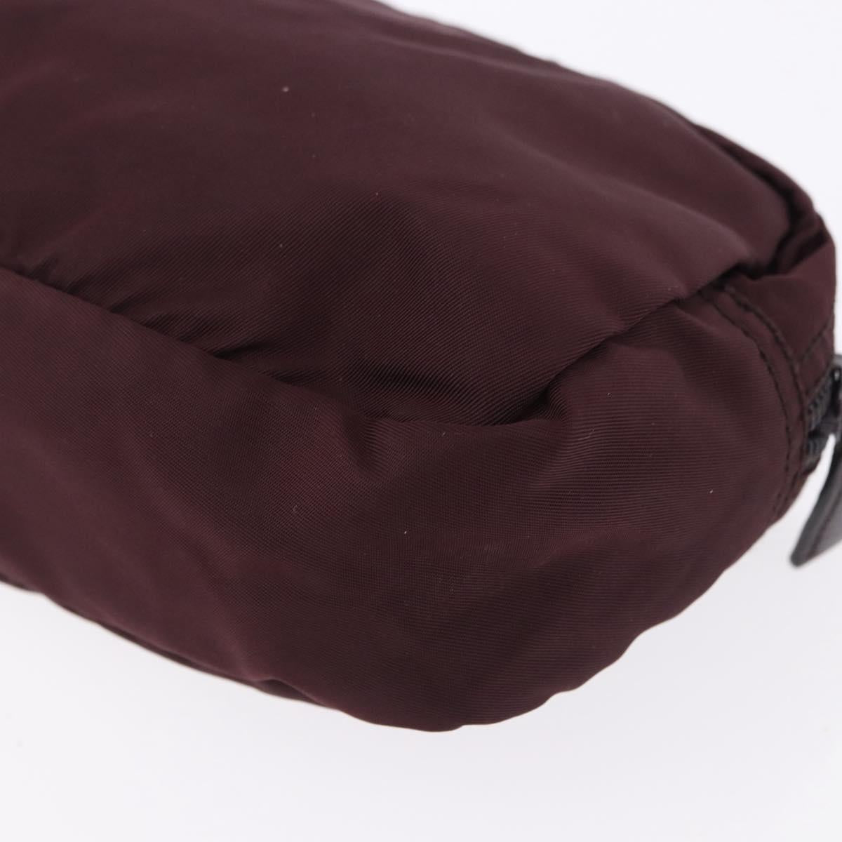 PRADA Pouch Nylon Bordeaux Silver Auth 192546A