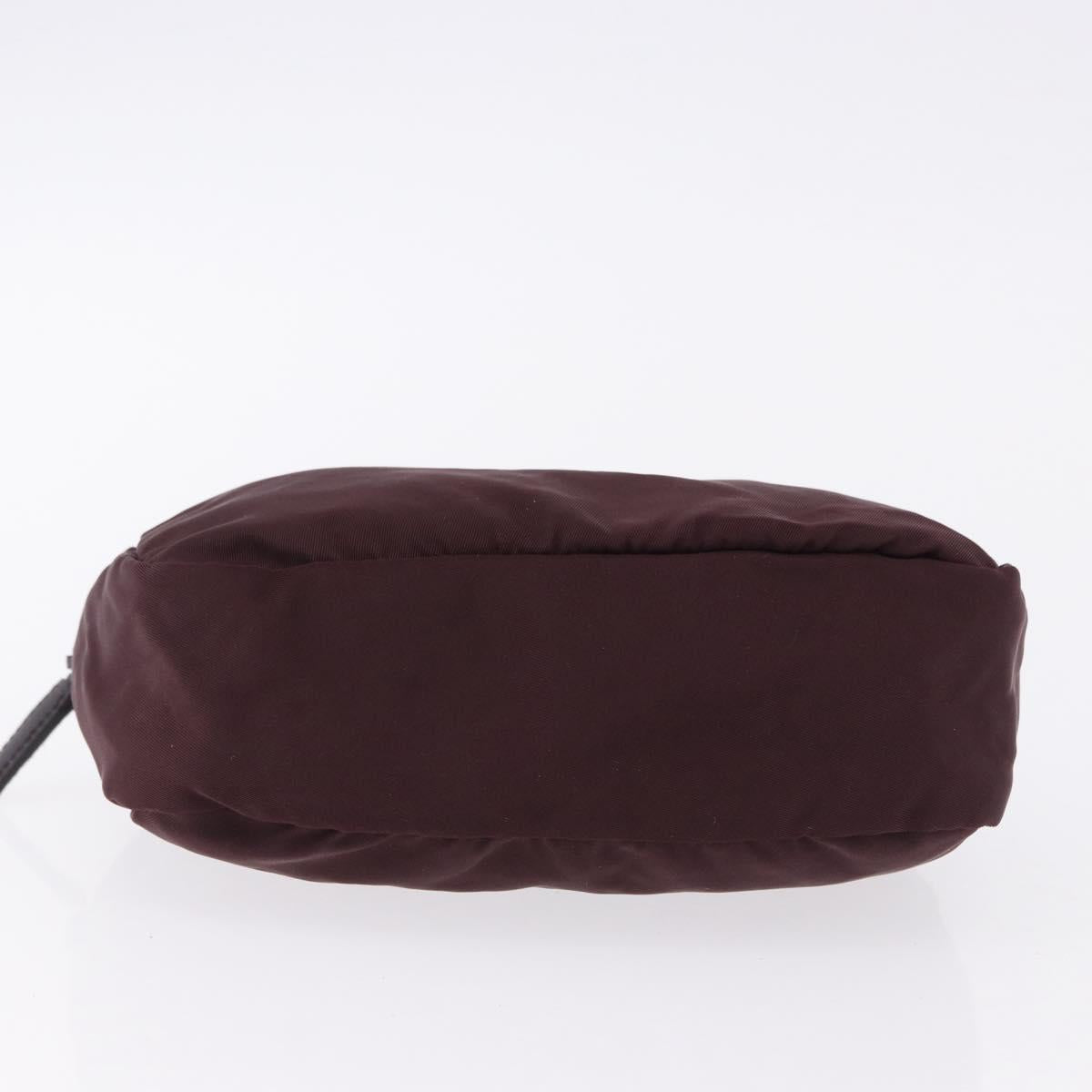 PRADA Pouch Nylon Bordeaux Silver Auth 192546A