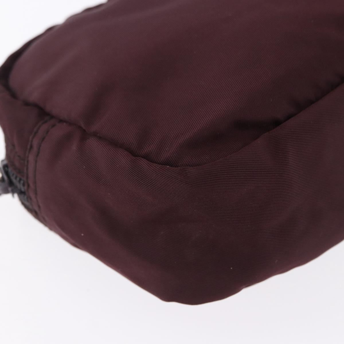 PRADA Pouch Nylon Bordeaux Silver Auth 192546A