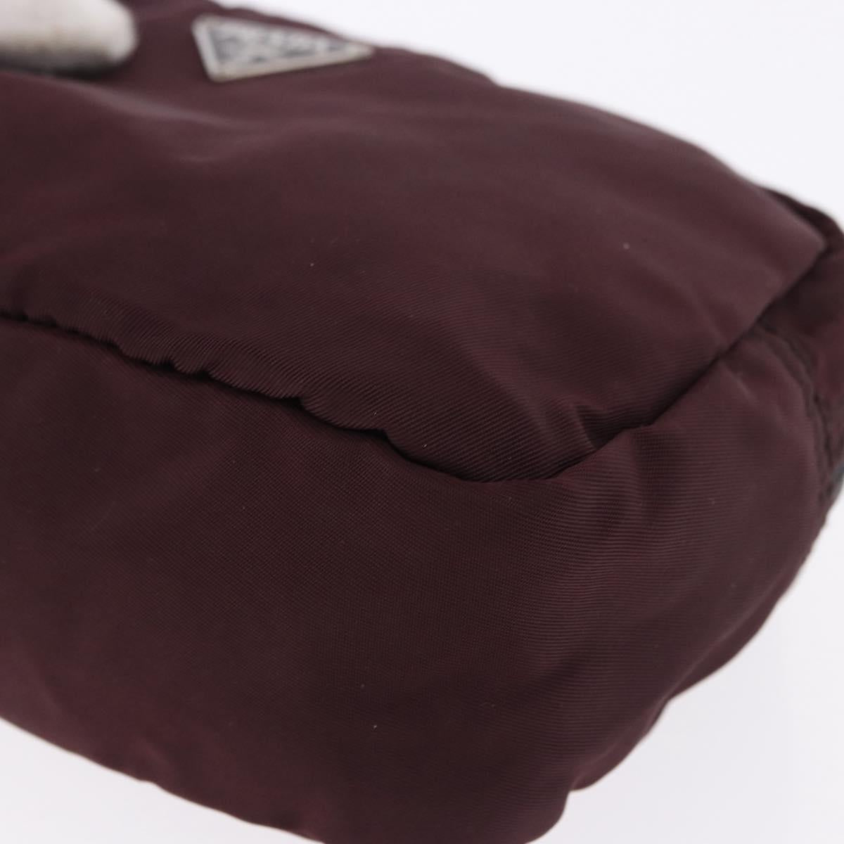 PRADA Pouch Nylon Bordeaux Silver Auth 192546A