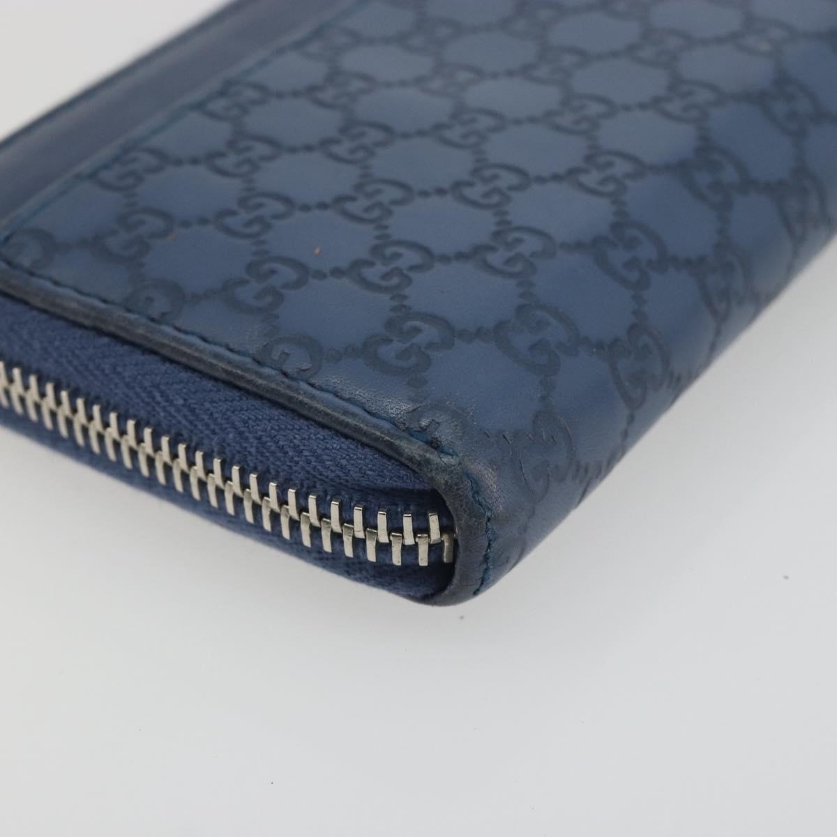 GUCCI GG Canvas Guccissima Coin Purse Leather Navy Silver 256810 Auth 192547