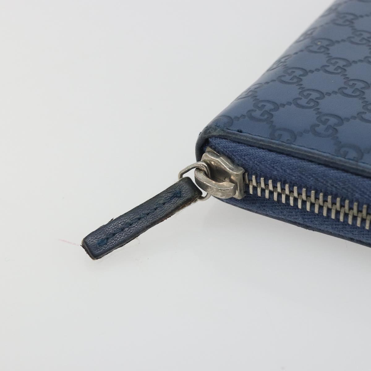 GUCCI GG Canvas Guccissima Coin Purse Leather Navy Silver 256810 Auth 192547