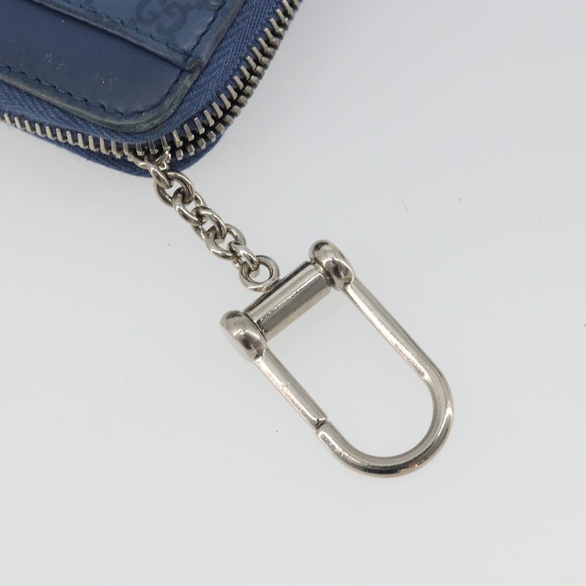 GUCCI GG Canvas Guccissima Coin Purse Leather Navy Silver 256810 Auth 192547