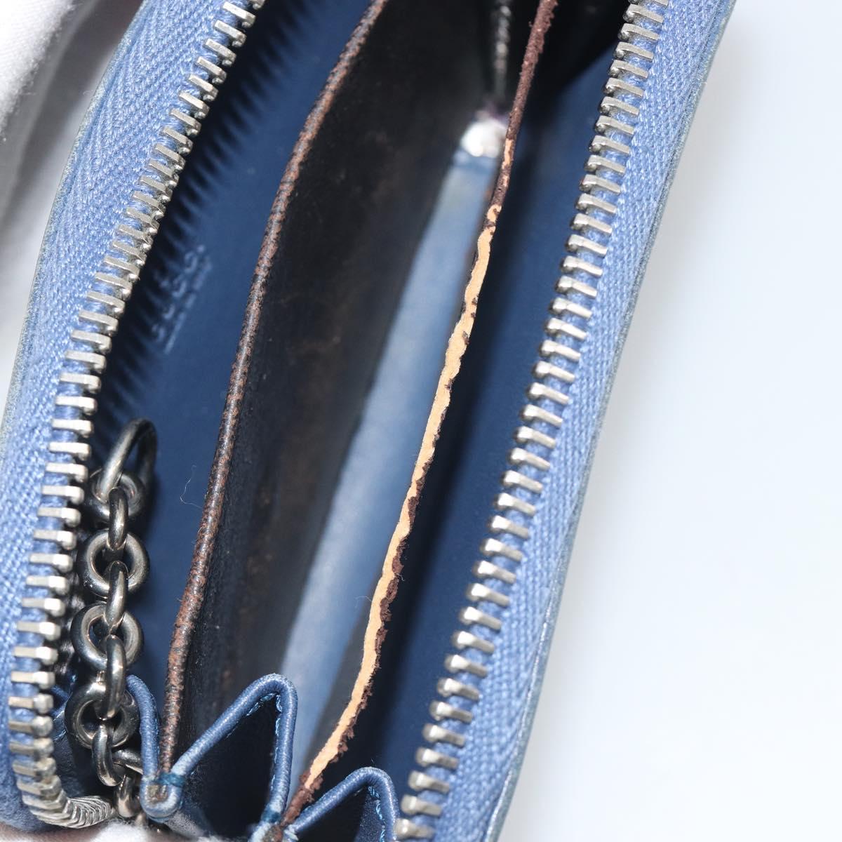 GUCCI GG Canvas Guccissima Coin Purse Leather Navy Silver 256810 Auth 192547