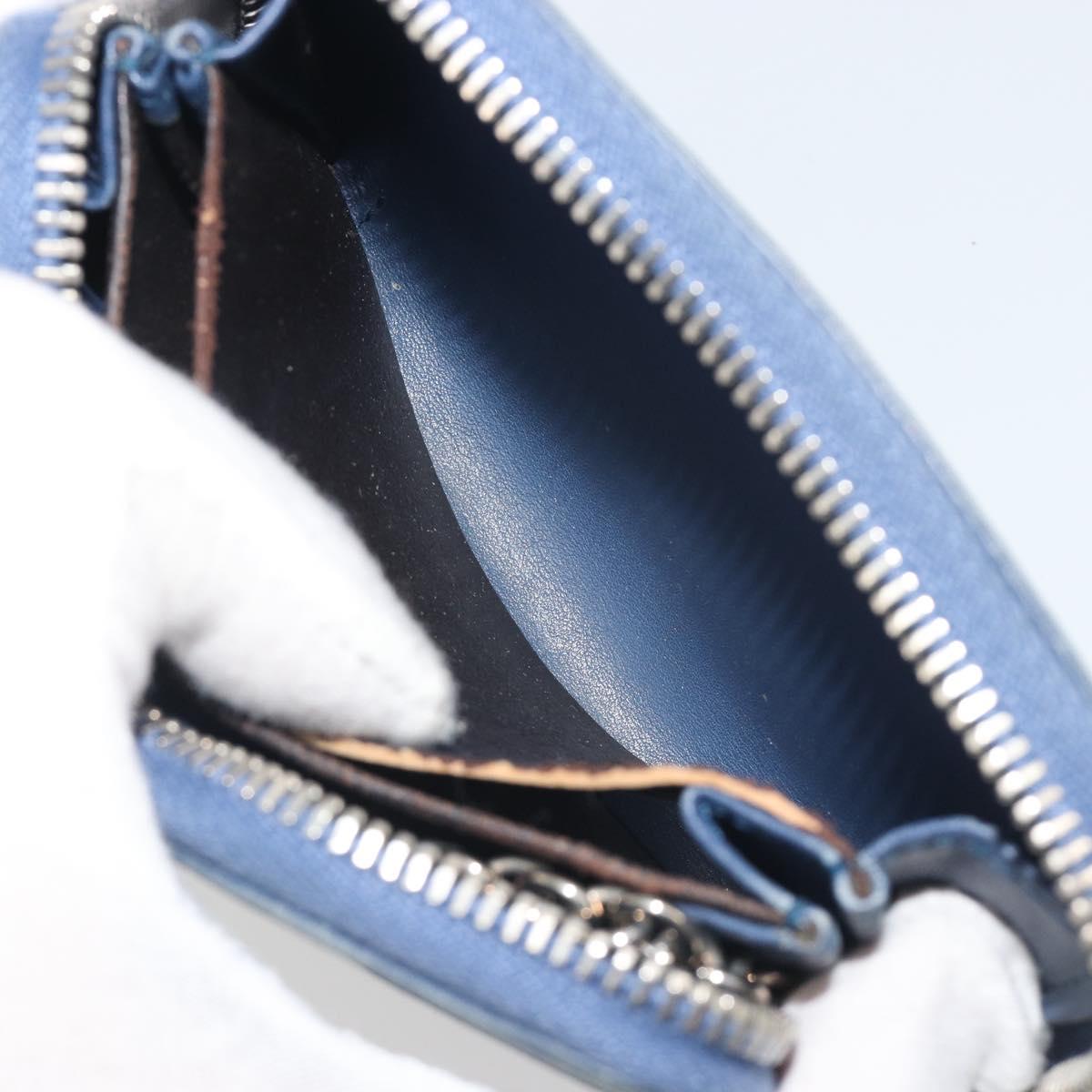 GUCCI GG Canvas Guccissima Coin Purse Leather Navy Silver 256810 Auth 192547