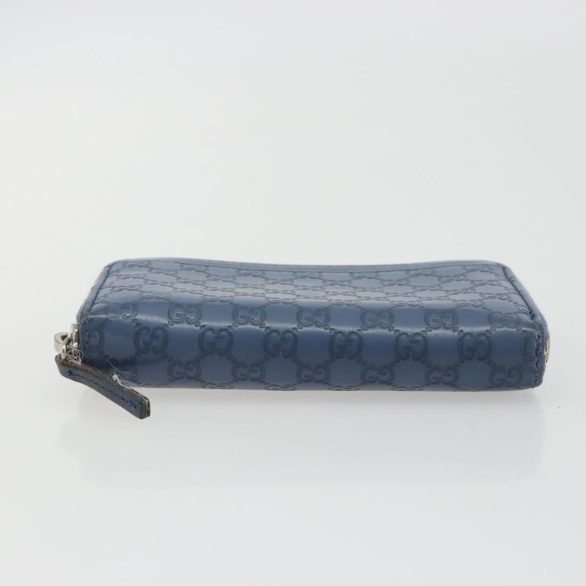GUCCI GG Canvas Guccissima Coin Purse Leather Navy Silver 256810 Auth 192547