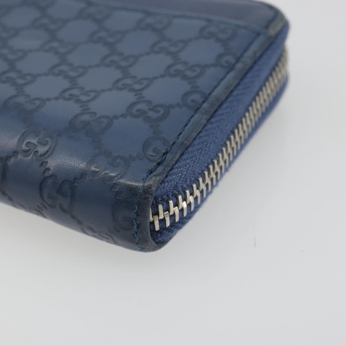 GUCCI GG Canvas Guccissima Coin Purse Leather Navy Silver 256810 Auth 192547
