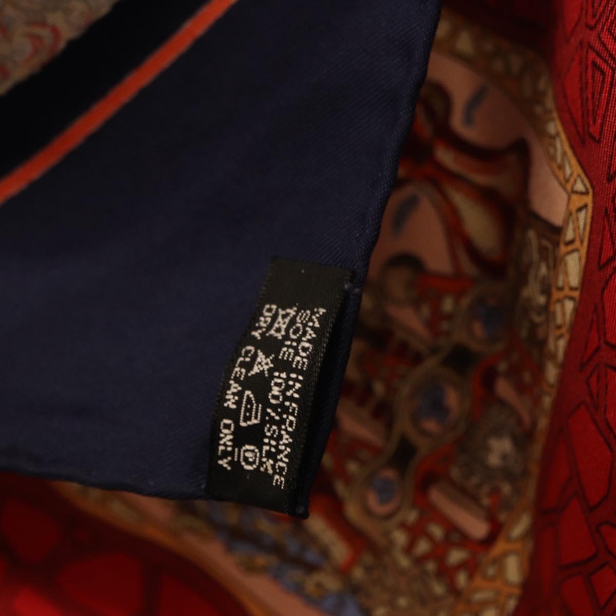 HERMES Carre 90 Scarf ”MARE NOSTRUM” Silk Red Navy Auth 192551