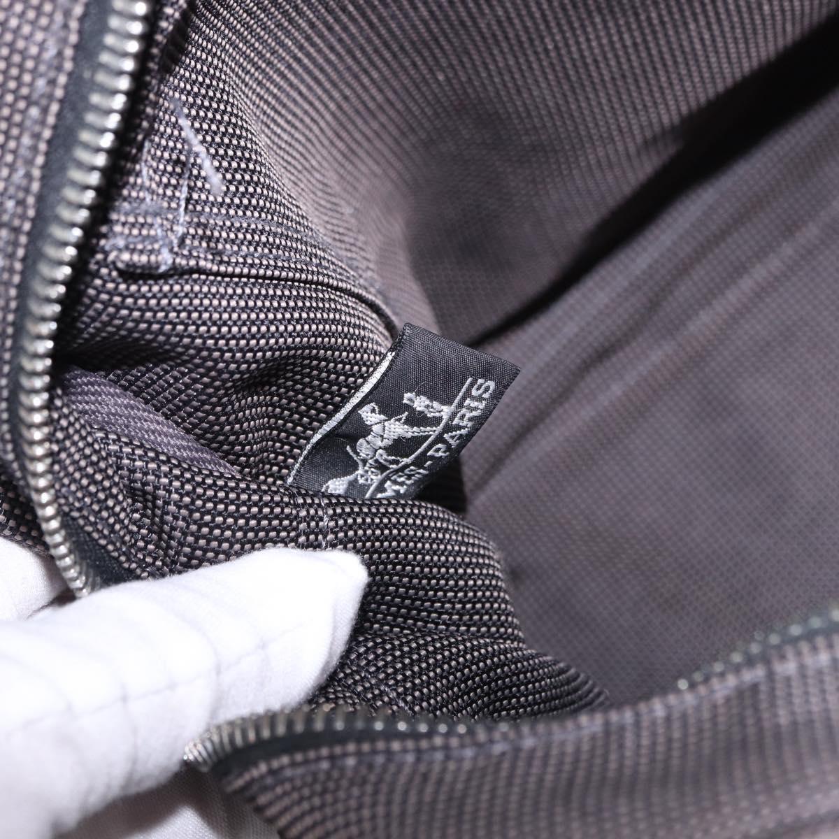 HERMES Her LineMM Hand Bag Canvas Gray Silver Auth 192552