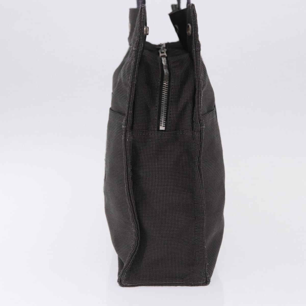 HERMES Her LineMM Hand Bag Canvas Gray Silver Auth 192552