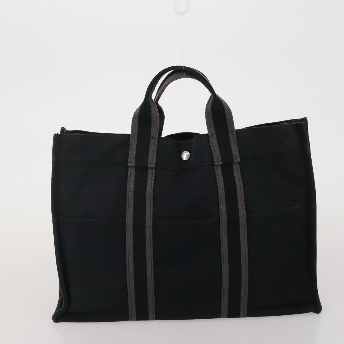 HERMES Fourre Tout Hand Bag cotton 3 Set Black Red Auth 192553