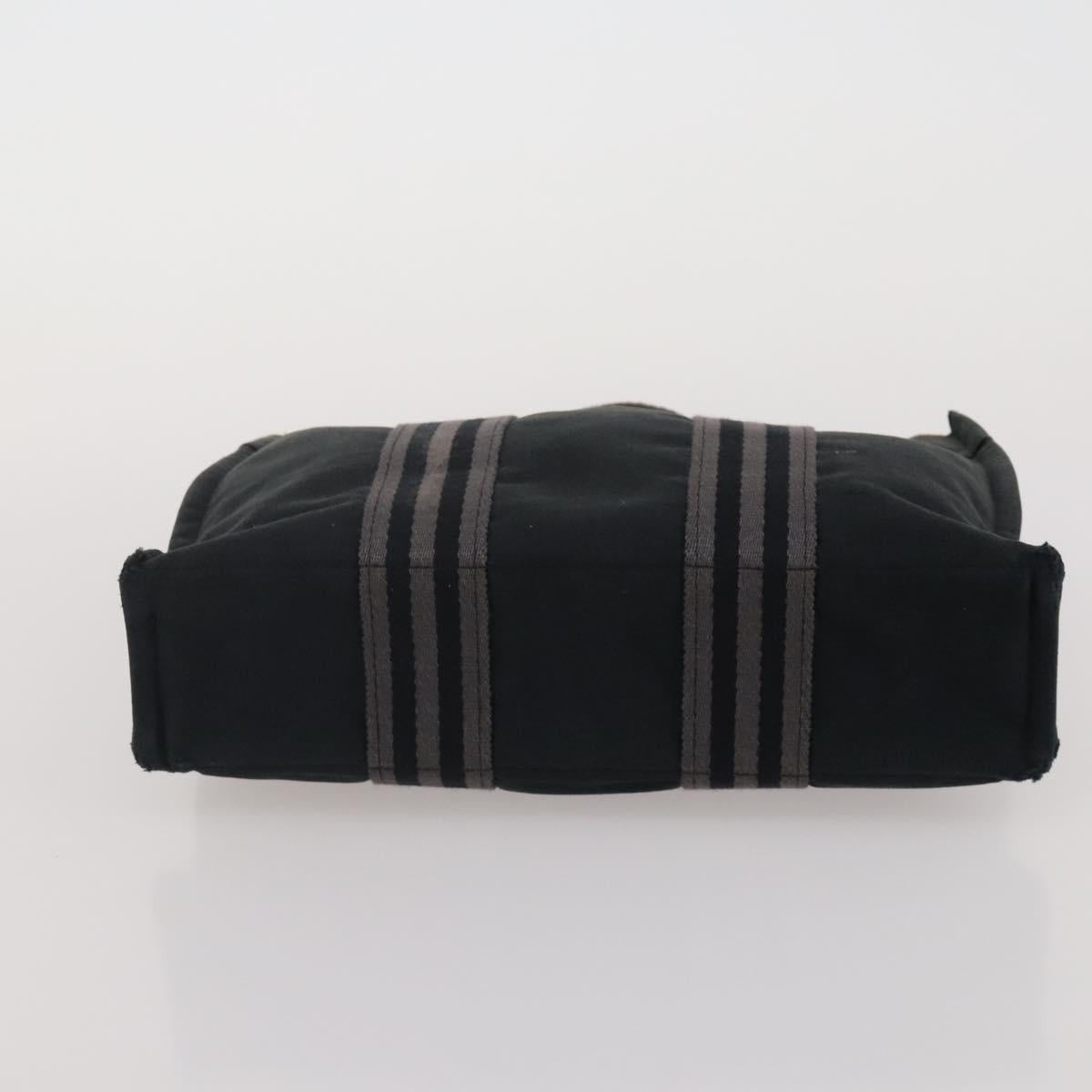 HERMES Fourre Tout Hand Bag cotton 3 Set Black Red Auth 192553