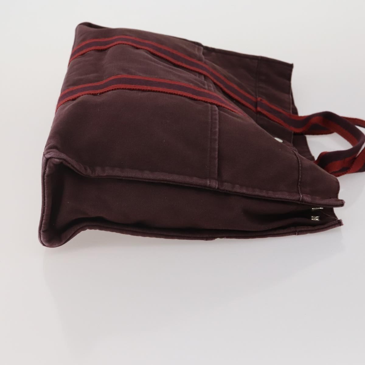 HERMES Fourre Tout Hand Bag cotton 3 Set Black Red Auth 192553