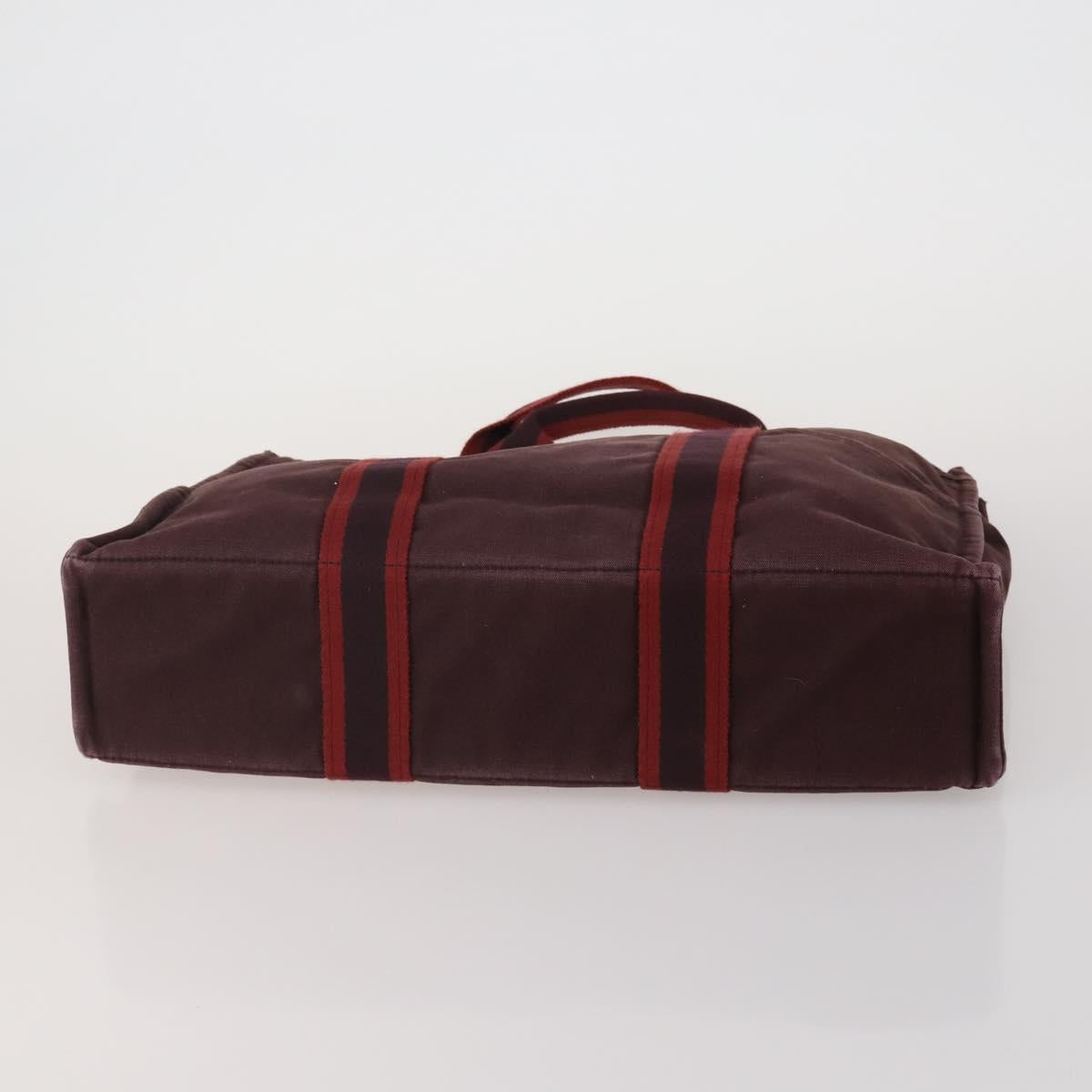 HERMES Fourre Tout Hand Bag cotton 3 Set Black Red Auth 192553