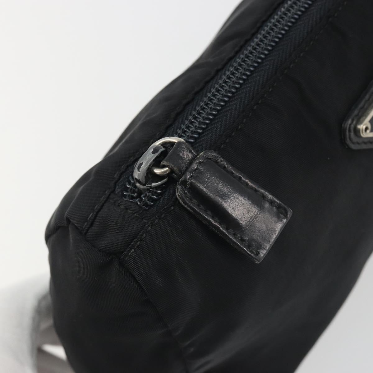 PRADA Pouch Nylon Black Silver Auth 192554